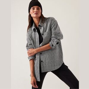 Athleta Braiden black white Textured Shirt jacket S
